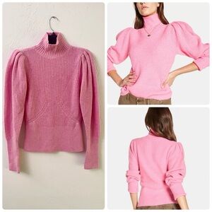 Frame Denim Voluminous Cashmere & Wool Puff Sleeve Sweater In Spanish Pink